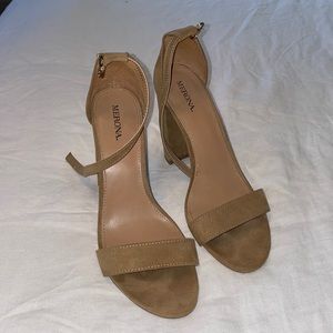 Merona nude suede like strappy heels